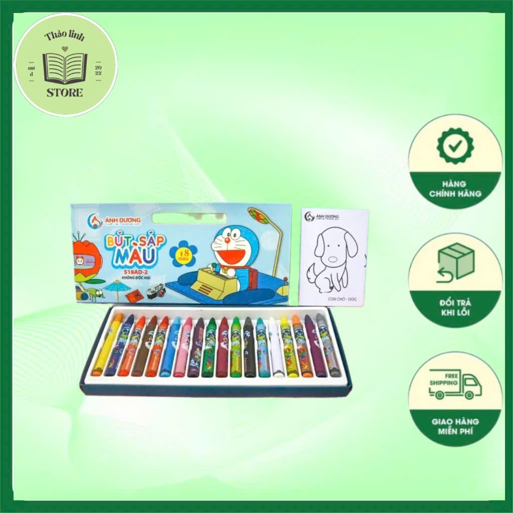 Bút Sáp Màu - Doraemon - Ánh Dương 12/18/24 màu - Màu Tươi Sáng, Không Độc Hại