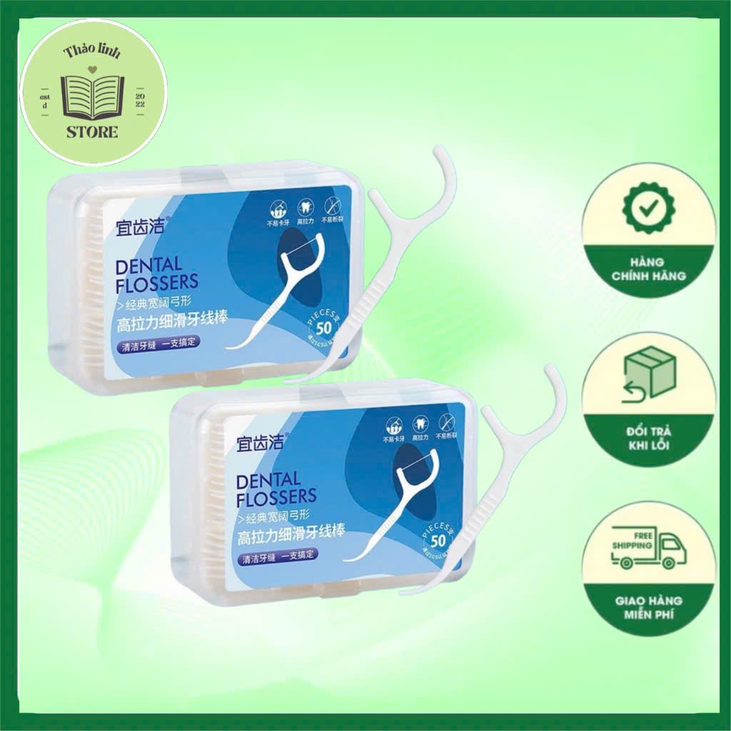 Tăm Chỉ Nha Khoa - Tăm Chỉ Nha Khoa Bảo Vệ Răng Miệng Hộp 50c