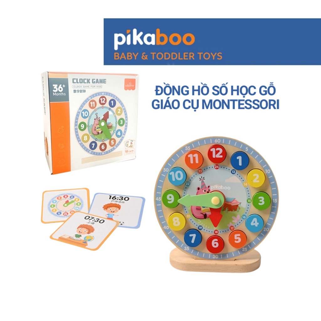 Ảnh Đồ chơi giáo dục montessori đồng hồ số học gỗ Pikaboo, giúp bé phát triển tư duy trí tuệ ngay từ nhỏ 1