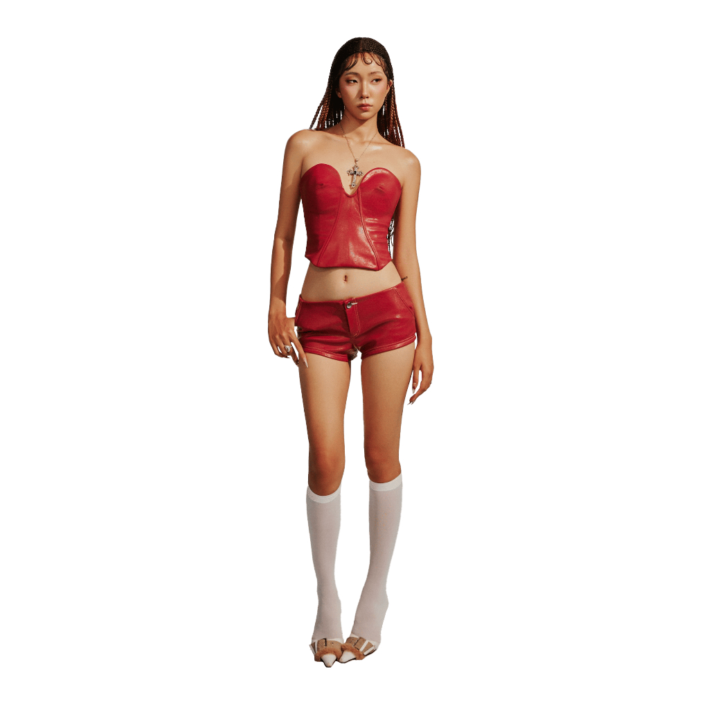 Ảnh TATICHU - BAE Red Leather Short Pants - Quần Short Da Đỏ BAE 4