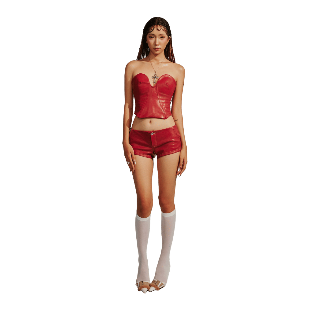 Ảnh TATICHU - BAE Red Leather Short Pants - Quần Short Da Đỏ BAE 3