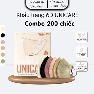 UNICARE 200 chiếc khẩu trang mix 6 Màu Khẩu Trang 6D Unicare Pro Mask 3 Lớp Kháng Khuẩn