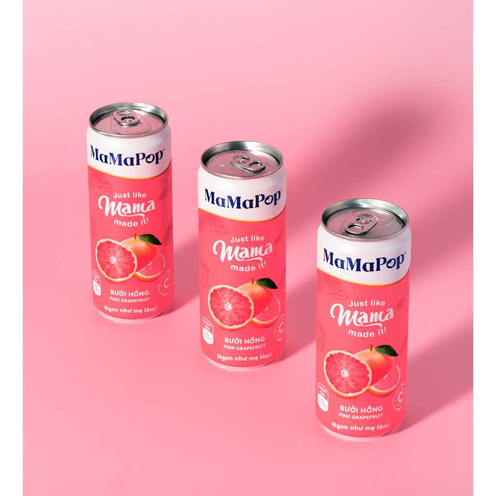 Ảnh Thùng 4 lon nước trái cây sparkling MaMaPop vị Bưởi Hồng (330ml/lon) - MP032 1