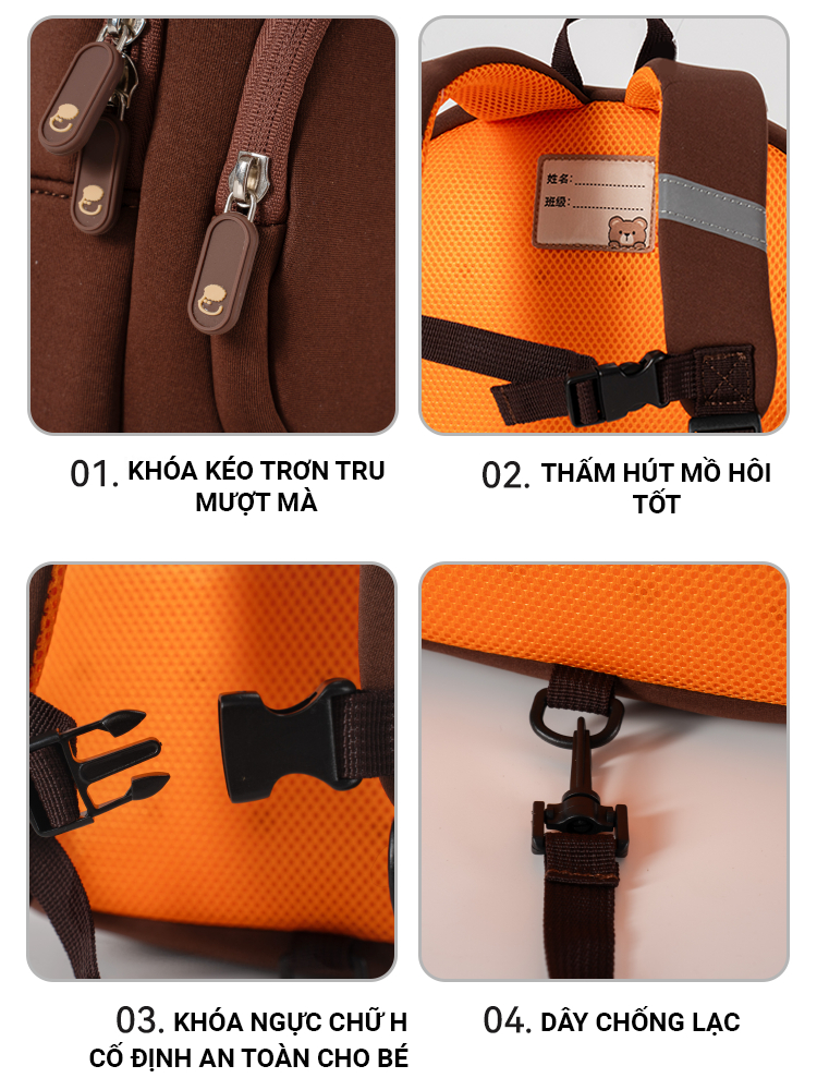 Ảnh Balo trẻ em từ 2 đến 5 tuổi hình gấu 1989KIDS cặp cho bé mẫu giáo chất liệu mềm mại,siêu nhẹ 290gram,balo cute 4