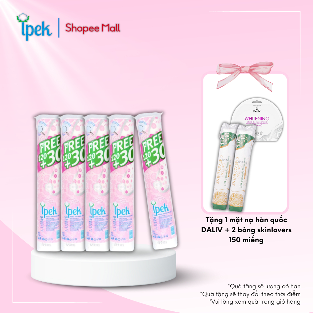 Ảnh Combo 5 Bông tẩy trang Ipek siêu mềm mịn 150 miếng 1