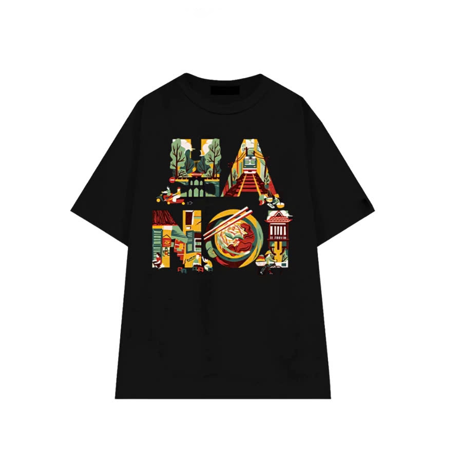 Áo phông cổ tròn in hình HÀ NỘI unisex chất vải cotton mềm mịn thoáng mát thích hợp với mùa hè TA240