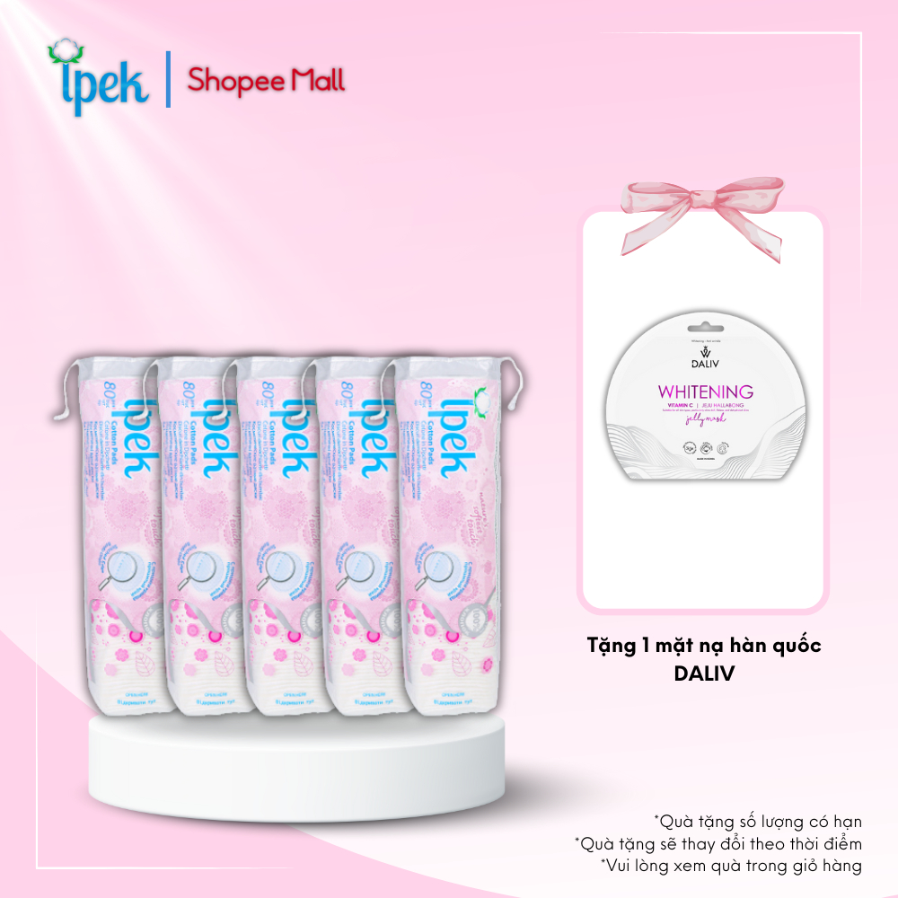 Ảnh Combo 5 gói bông tẩy trang Ipek siêu mềm mịn 80 miếng (5 gói * 80 miếng) 1