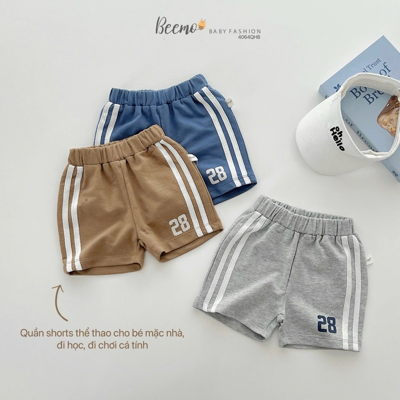Quần short bé trai Beemo Quần đùi bé trai in số 28 chất liệu cotton mềm mại thoáng mát 9-24kg