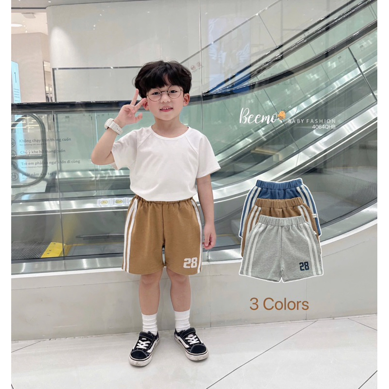 Quần short bé trai Beemo Quần đùi bé trai in số 28 chất liệu cotton mềm mại thoáng mát 9-24kg