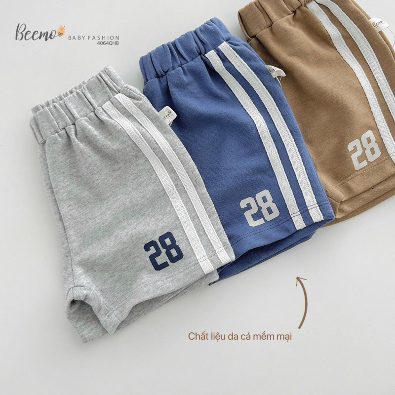 Quần short bé trai Beemo Quần đùi bé trai in số 28 chất liệu cotton mềm mại thoáng mát 9-24kg