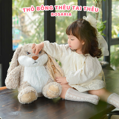 [HỎA TỐC] Gấu Bông Thỏ Quạo Thêu Tai Theo Yêu Cầu - Quà tặng trẻ em, sinh nhật, người yêu - Gấu Bông Xinh Rosaria