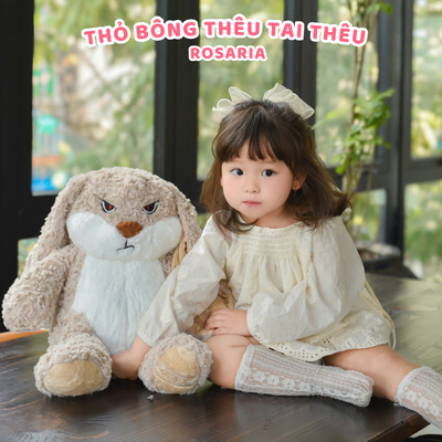 [HỎA TỐC] Gấu Bông Thỏ Quạo Thêu Tai Theo Yêu Cầu - Quà tặng trẻ em, sinh nhật, người yêu - Gấu Bông Xinh Rosaria