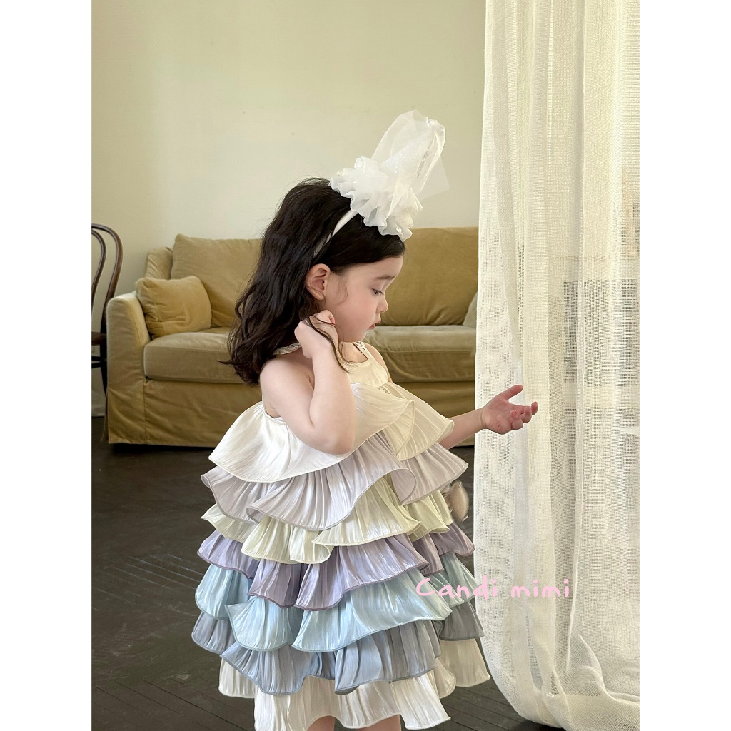 CANDI MIMI Váy hai dây voan xoè nhiều tầng cao cấp - Phong cách Hàn Quốc