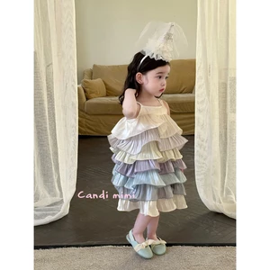 CANDI MIMI Váy hai dây voan xoè nhiều tầng cao cấp - Phong cách Hàn Quốc