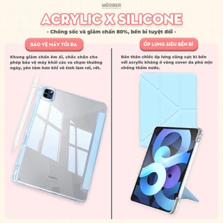 Bao da i Pad Origami khe bút cố định gấp xếp xoay 360 cho Pro11, Mini 6, Air 4,10.2 - Mặt lưng viền trong suốt by MèoBer