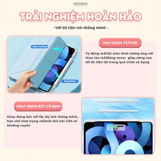 Bao da i Pad Origami khe bút cố định gấp xếp xoay 360 cho Pro11, Mini 6, Air 4,10.2 - Mặt lưng viền trong suốt by MèoBer