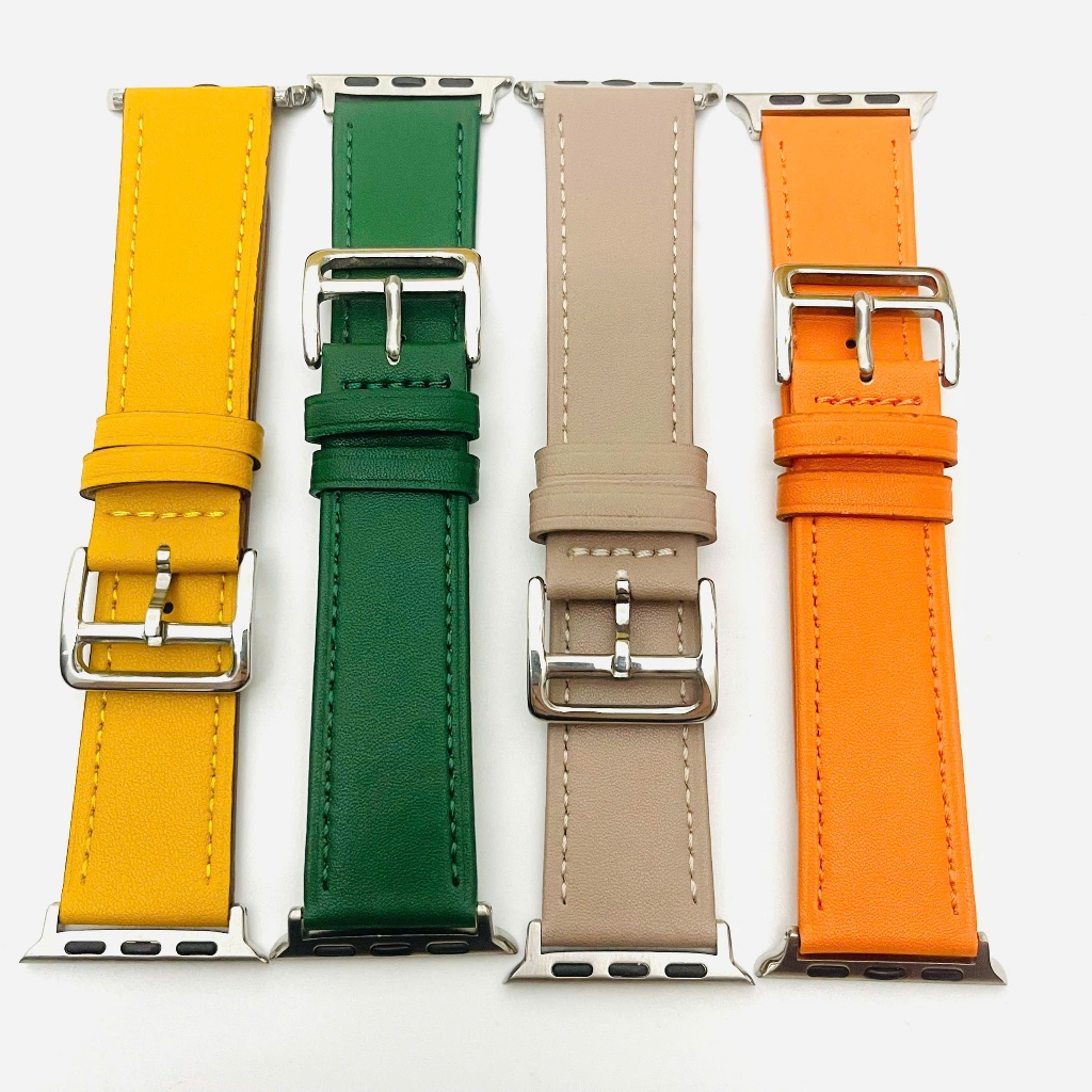 Dây da cực sang dành cho Awatch series 1/2/3/4/5/6/se màu vàng, cam, xanh lá, nâu tây