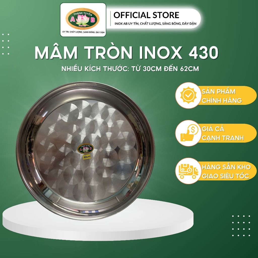 Mâm Inox Tròn - Mâm Cơm Inox Cao Cấp Dày Dặn Sáng Bóng Đầy Đủ Size ...