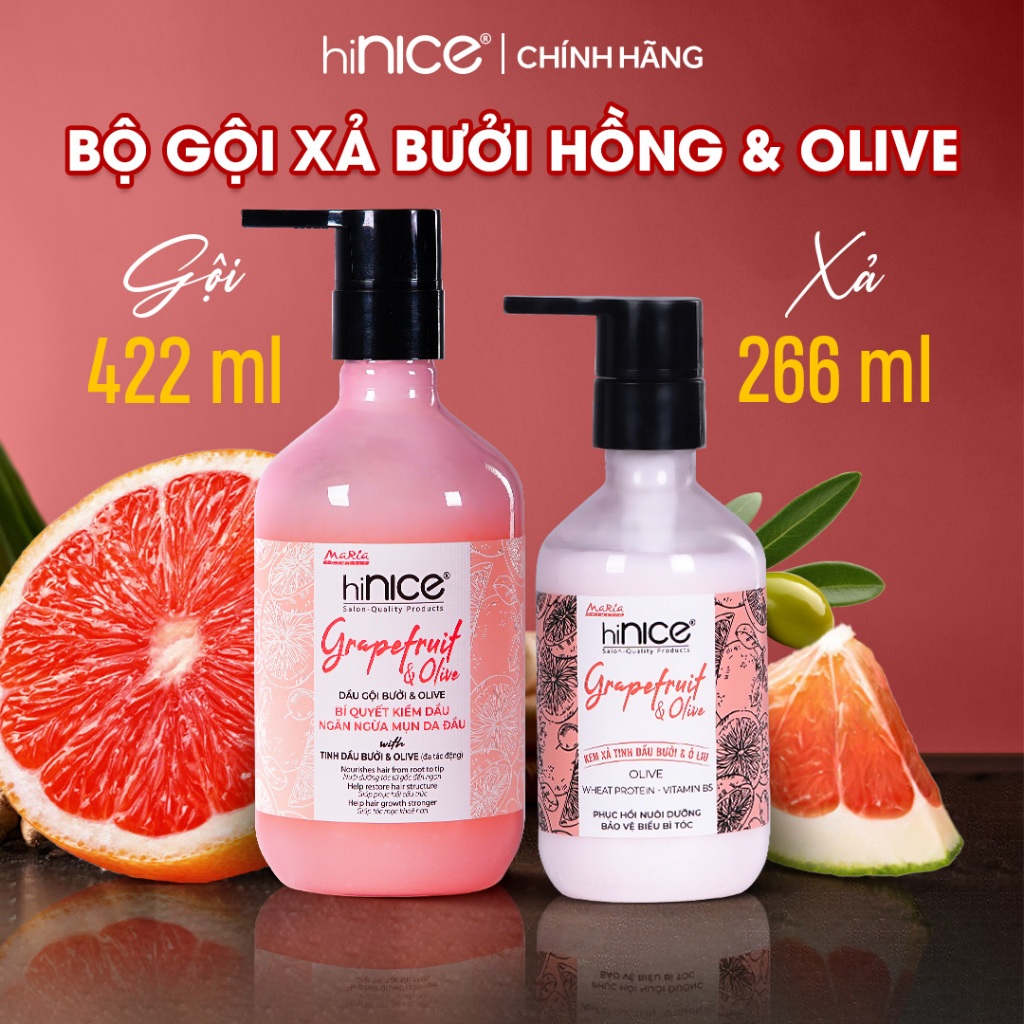 Ảnh Bộ Gội Xả Tinh Dầu Bưởi Hồng Olive hiNICE Grapefruit & Olive Shampoo Hỗ Trợ Giảm Mụn Da Đầu 2
