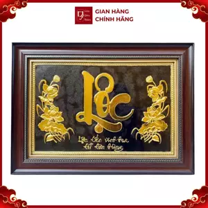 Tranh Đồng Chữ Lộc , Dát Vàng ( 38x54cm ) - Cửu Diệu Thiên - THN186