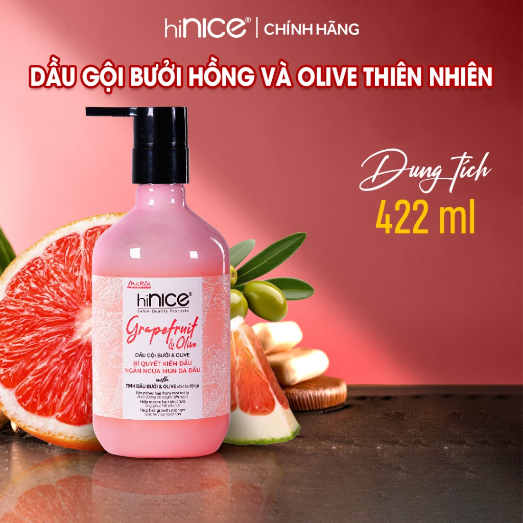 Ảnh Dầu Gội Tinh Dầu Bưởi Hồng Và Olive hiNICE Grapefruit & Olive Shampoo Hỗ Trợ Giảm Mụn Da Đầu 2