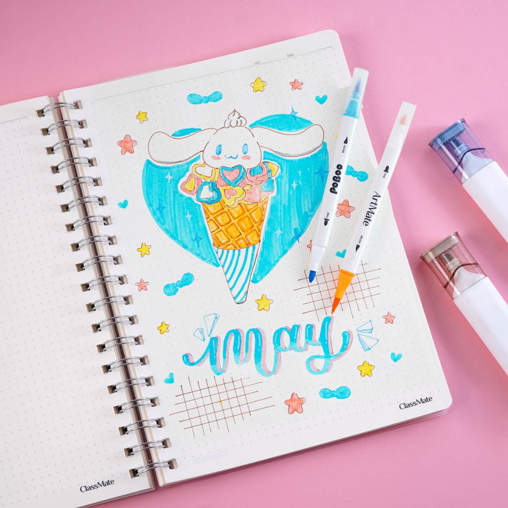 Sổ Tay Ghi Chép 200 Trang Clasmate Sổ Lò Xo 100GSM Dòng Kẻ Ngang/Chấm/Caro Viết Calligraphy Sổ Bullet Journal Bìa Nhựa