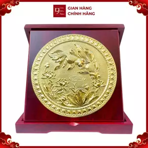 Tranh Đồng Cá Chép Hoa Sen ( Đường kính 23cm ) - Cửu Diệu Thiên - HC001
