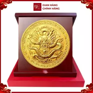 Tranh Đồng Vàng Rồng Phú Quý , Mạ Vàng 24K ( Đường Kính 23cm ) - Cửu Diệu Thiên - RV003