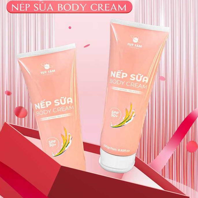 Kem body nếp sữa - Tùy Tâm Pharma - Dưỡng trắng da, chống nắng SPF 50+++ căng bóng mịn màng