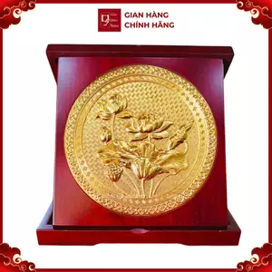 Tranh Đồng Hoa Sen , Ma Vàng 24k ( Đường Kính 23cm ) - Cửu Diệu Thiên - TD025