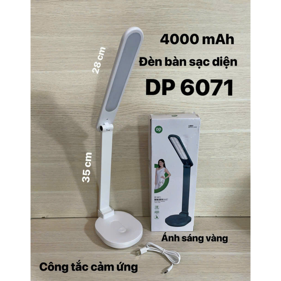 Đèn bàn học sạc điện DP 6060 thân đèn uốn cong linh hoạt kiểu dáng sang trọng