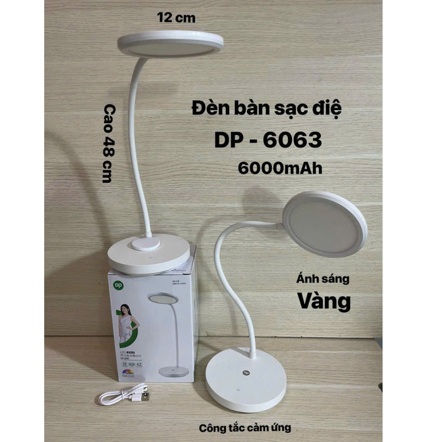 Đèn bàn học sạc điện DP 6060 thân đèn uốn cong linh hoạt kiểu dáng sang trọng