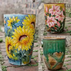 xô cắm hoa bằng gốm sứ Bát Tràng cao cấp loại 1 cho các chị cắm hoa decor đều xinh xắn