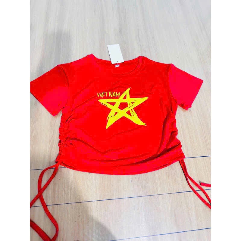 Áo đỏ sao vàng croptop chất siêu đẹp, phù hợp cho biểu diễn, nhảy, sẵn sll đội nhóm