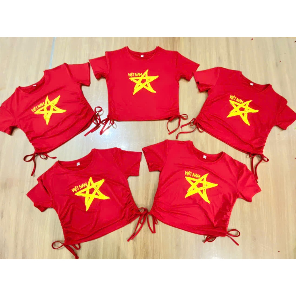 Áo đỏ sao vàng croptop chất siêu đẹp, phù hợp cho biểu diễn, nhảy, sẵn sll đội nhóm