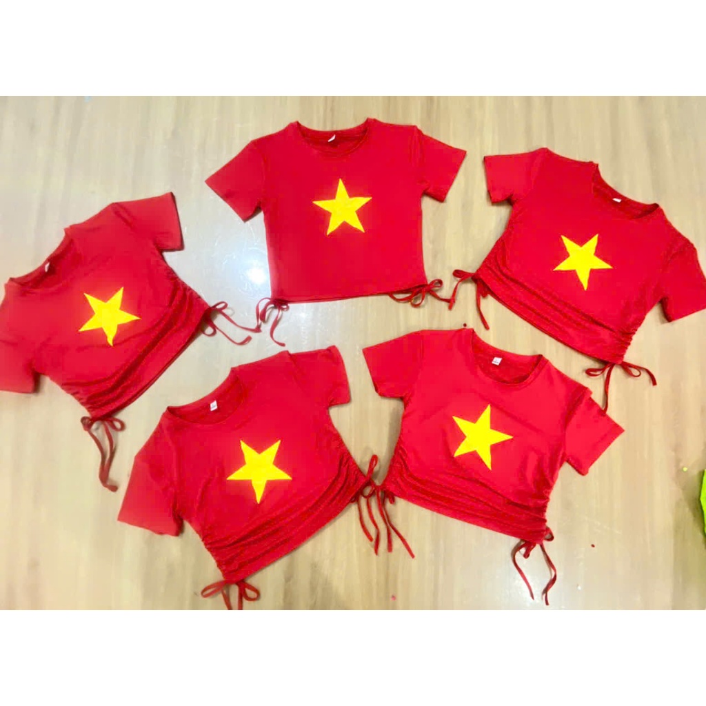 Áo đỏ sao vàng croptop chất siêu đẹp, phù hợp cho biểu diễn, nhảy, sẵn sll đội nhóm