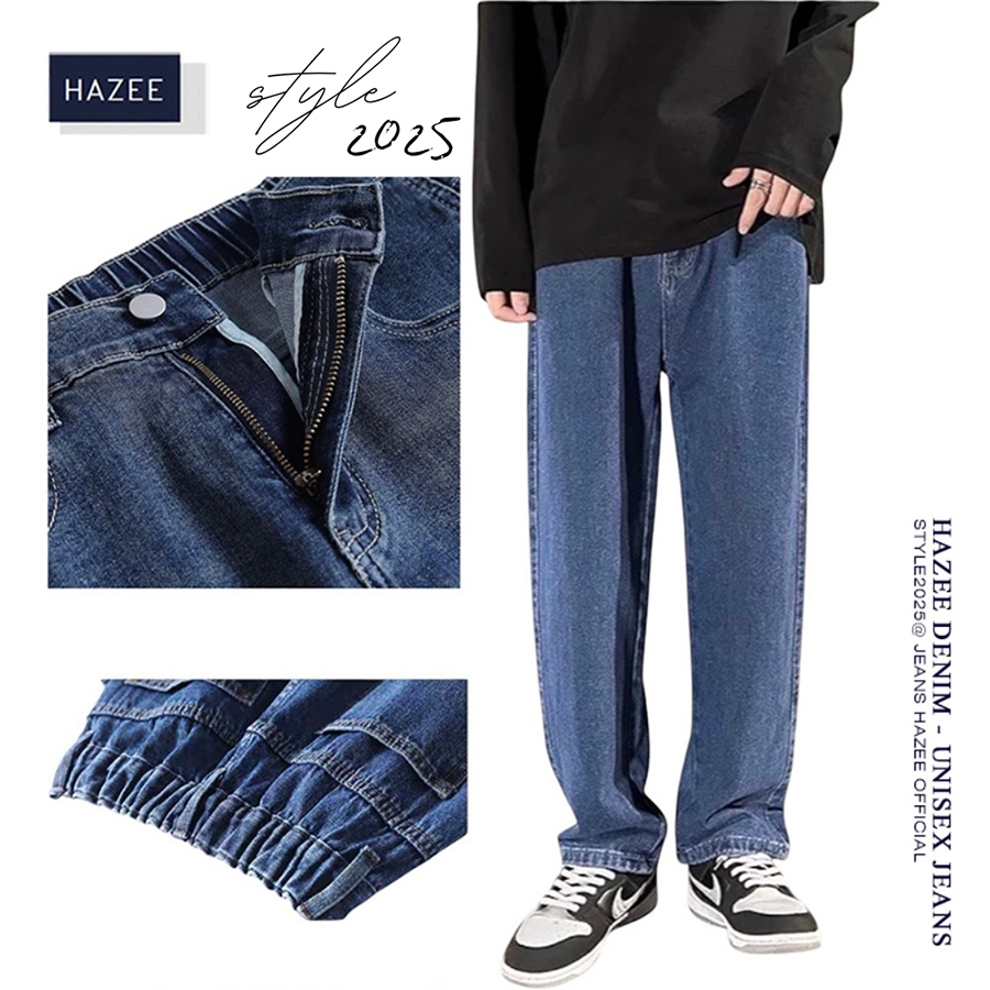 Quần Jean Nam HAZEE – Cạp Khóa + Chun Eo Thoải Mái, Cực Đẹp phom rộng Style 2026