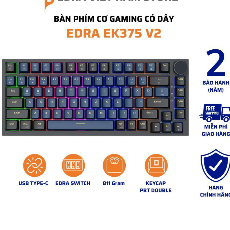(Techroom_Việt Nam) BÀN PHÍM CƠ GAMING EDRA EK375 V2 ALPHA - BETA CHÍNH ...