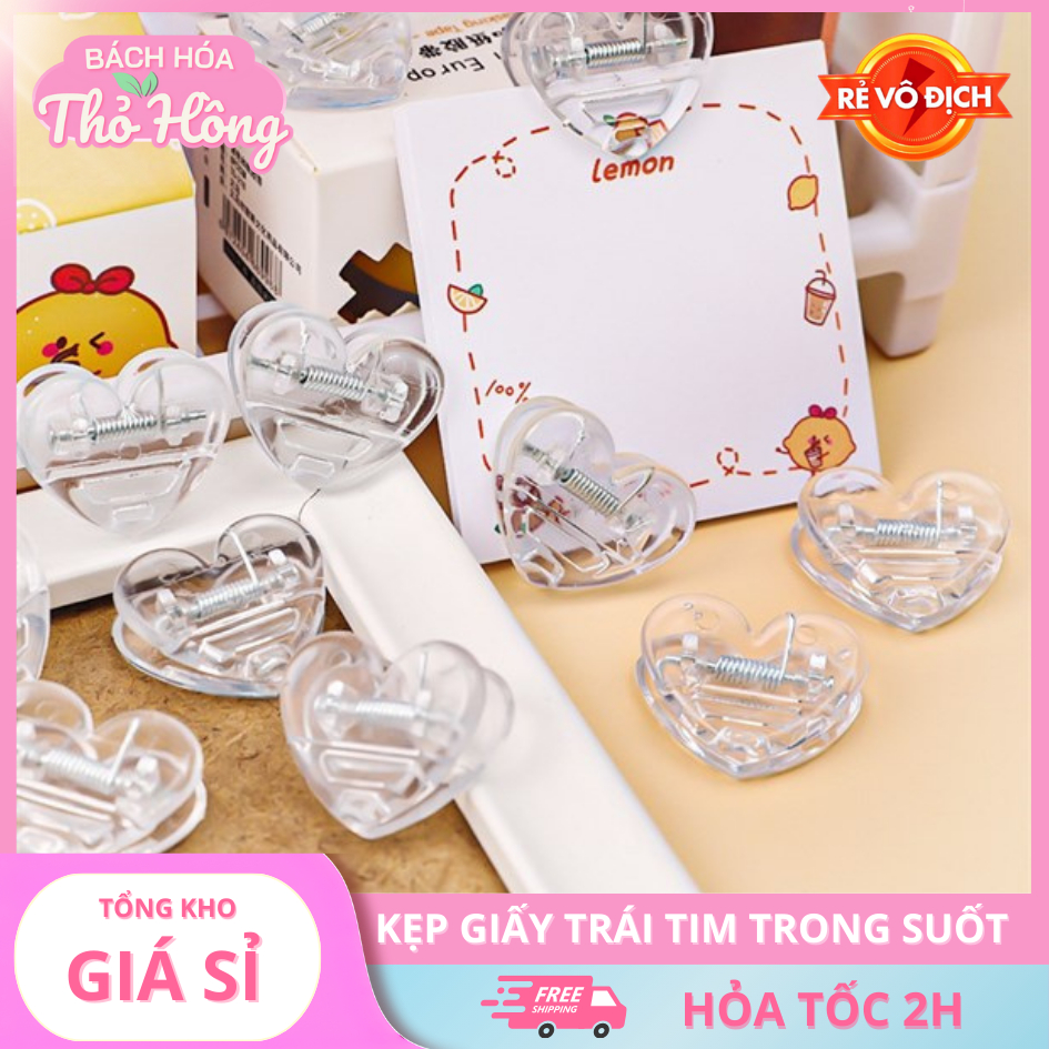 3 Kẹp Giấy Trái Tim Trong Suốt