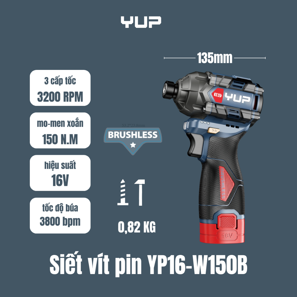 Máy Siết Vít Pin YUP YP16 W150B - Động Cơ Mạnh, Pin Trâu, Siết Ốc Nhanh ...