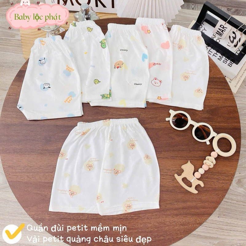 (LK 003) Combo 5-10 quần đùi Petit QC mềm mịn thấm hút mồ hôi cho bé từ 3-15kg
