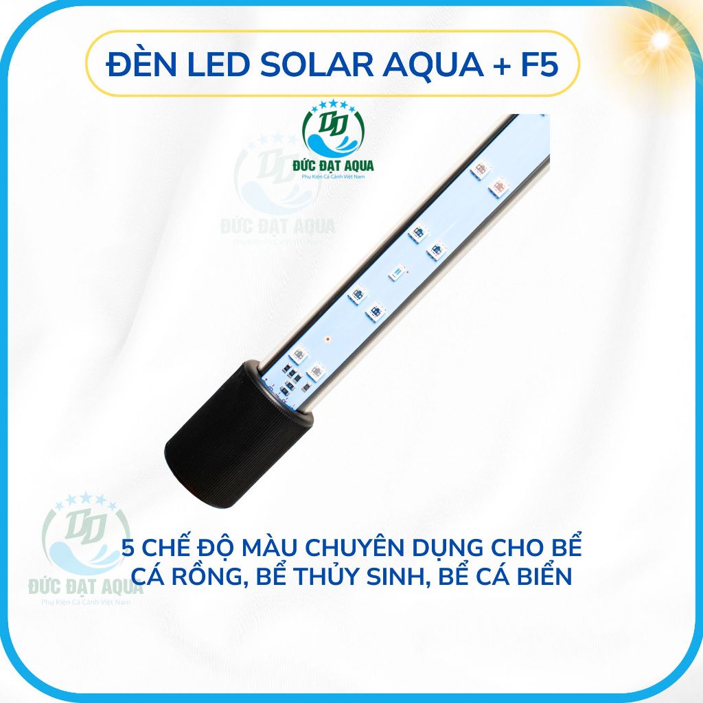 ĐÈN LED F5 SOLAR  AQUA+ VỚI 5 CHẾ ĐỘ MÀU, ĐẸP CHUYÊN DỤNG CHO BỂ CÁ RỒNG, THỦY SINH, CÁ BIỂN, 5