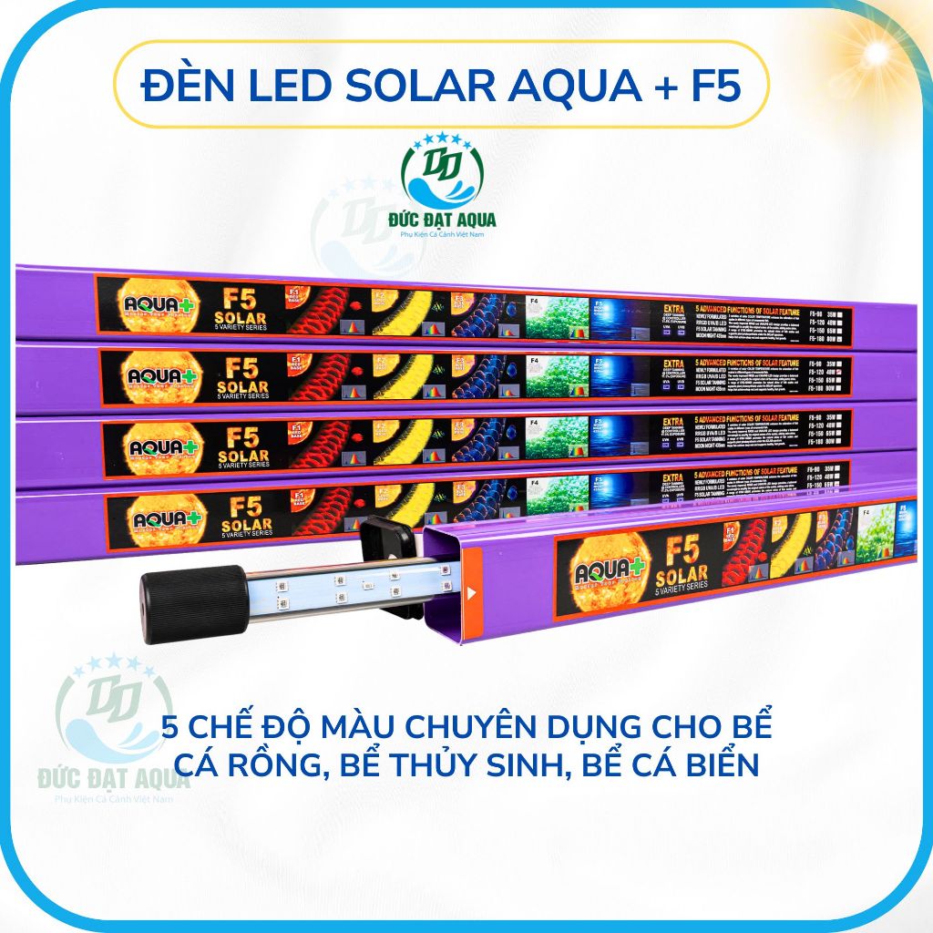 ĐÈN LED F5 SOLAR  AQUA+ VỚI 5 CHẾ ĐỘ MÀU, ĐẸP CHUYÊN DỤNG CHO BỂ CÁ RỒNG, THỦY SINH, CÁ BIỂN, 3