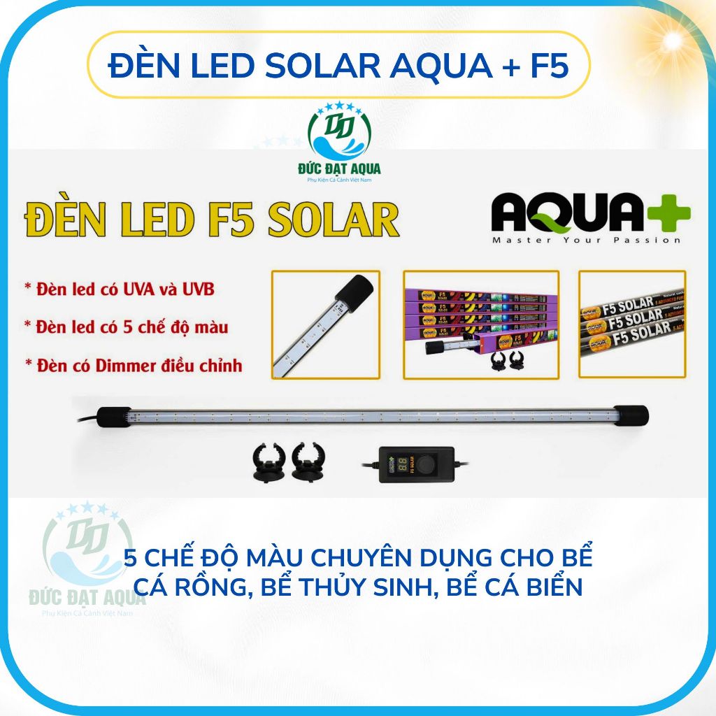 ĐÈN LED F5 SOLAR  AQUA+ VỚI 5 CHẾ ĐỘ MÀU, ĐẸP CHUYÊN DỤNG CHO BỂ CÁ RỒNG, THỦY SINH, CÁ BIỂN, 2