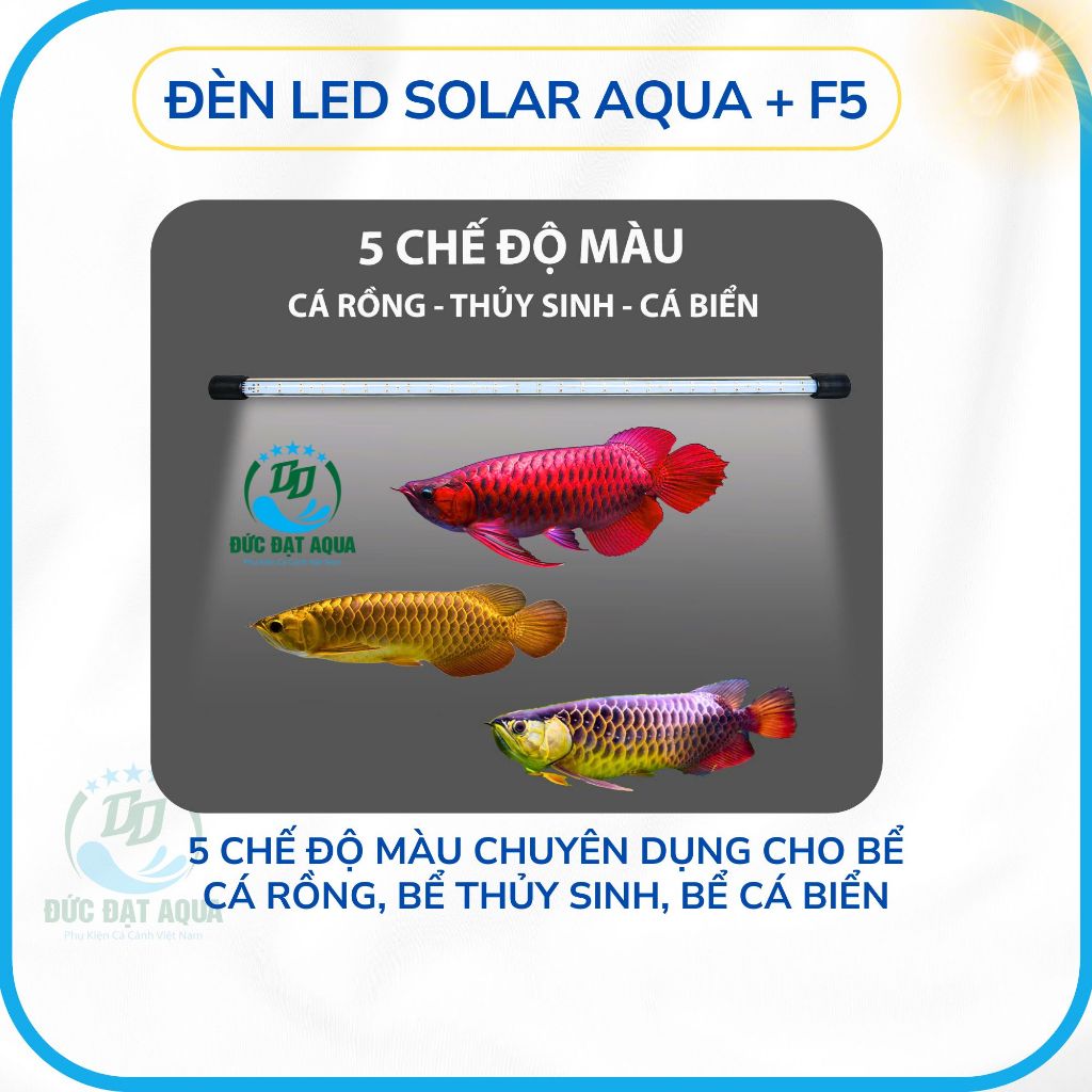 ĐÈN LED F5 SOLAR  AQUA+ VỚI 5 CHẾ ĐỘ MÀU, ĐẸP CHUYÊN DỤNG CHO BỂ CÁ RỒNG, THỦY SINH, CÁ BIỂN, 8