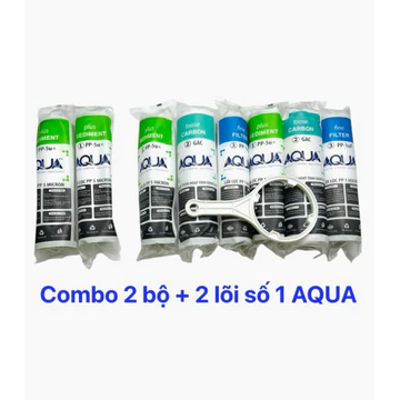 Combo 8 Lõi Lọc Nước 123 Aqua Chính Hãng Cho Máy Lọc Ro - Gồm 4 lõi số 1, 2 lõi số 2, 2 lõi số 3