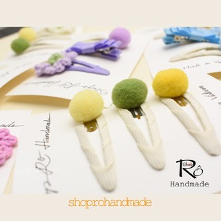 Set 3 kẹp tóc hoa pom nhiều tone màu ngọt ngào cho nữ và bé gái 5cm, 4.5cm xinh |Shop Rô Handmade
