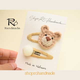 Kẹp tóc gấu len hoạt hình dễ thương cho nữ và bé gái 5.5cm |Cặp tóc mái đáng yêu |Shop Rô Handmade