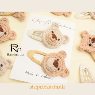 Kẹp tóc gấu len hoạt hình dễ thương cho nữ và bé gái 5.5cm |Cặp tóc mái đáng yêu |Shop Rô Handmade