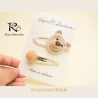 Kẹp tóc gấu len hoạt hình dễ thương cho nữ và bé gái 5.5cm |Cặp tóc mái đáng yêu |Shop Rô Handmade